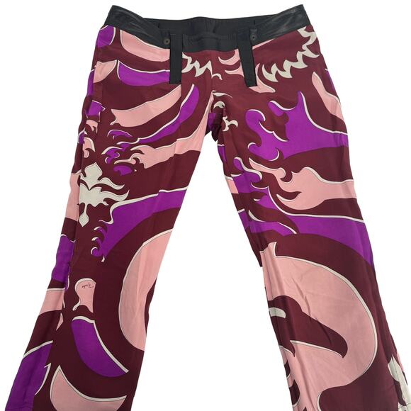 Vintage Emilio Pucci Firenze Leather Low Rise Y2K Pants Interior Silk Lined - Picture 4 of 7